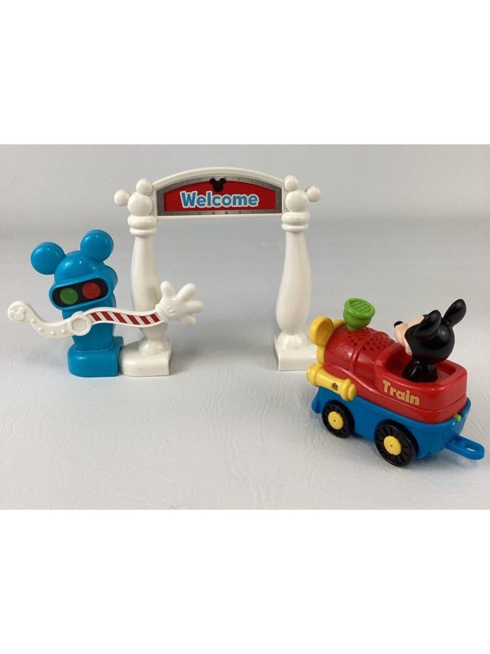 VTech Go Go Smart Wheels Disney Mickey Mouse Train Sign Crossing Bar Bundle